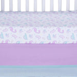 Sammy & Lou Tiny Dinos 4-Piece Baby Nursery Crib Bedding Set for Girls, Includes Quilt, Fitted Crib Sheet, Crib Skirt, and Plush Toy