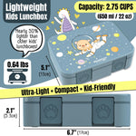 BEARFOOT Kids Lunch Box with Compartments – Compact & Lightweight | Leak-Proof, BPA-Free, Dishwasher Safe | Hand-Drawn Design for Preschool, School, Travel (Astro Bear Blue, 2.75 Cups)