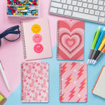 L1rabe 4 A5 Preppy Spiral Notebooks Back to School Y2K Notepads Travel Journal for Kids Teens Cute Pink Smile Hardbound College Ruled Exercise Book for Girl School Office Supplies Holiaday Gift