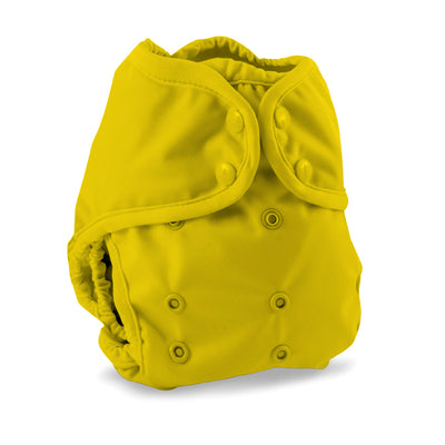 Yellow cloth diaper on a white background