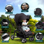 Double Stroller,Sit-Stand Lightweight Travel Folding Stroller for Toddler with Standing Platform,5-Point Harness,Canopy,Kids Tray,Storage