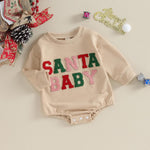 Baby Girl Boy Christmas Clothes Letter Print Sweatshirt Romper Infant Long Sleeve Bubble Romper Winter Outfit