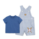Little Me Clothes for Baby Boys' Baseball Shortall, Blue Stripe, 18 Months