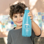 Chicco Stainless Steel Kids Water Bottle 4+ Years, 12oz Insulated Travel Bottle with Leak-Proof Twist Lid, Sweat-Free Design, Slim Size, BPA-Free, Teal
