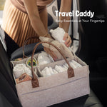 Lily Miles Baby Diaper Caddy Organizer - Nursery Storage Basket for Newborn Essentials Must Haves - Neutral Baby Gifts for Baby Shower Registry Items - Car Organizer for Diapers, Wipes (Sand, Large)
