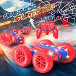Terucle Remote Control Car Spider Rc Cars New Upgraded Strip Lights and Headlights Car Toys Double-Sided 360° Rotating Rc Truck for Boys Girls Birthday Gift (Red)