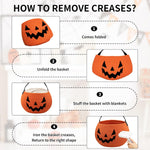 Halloween Pumpkin Basket, Fall Baskets Cute Candy Cotton Rope Boo Bucket for Kids Trick or Treat Halloween Basket for Gift, Orange