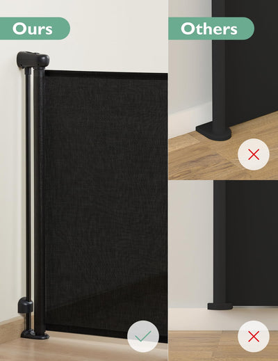 Momcozy Auto Lock Retractable Baby Gate, Safety Gate for Baby and Pet, 33” Tall, Extends to 55” Wide, Mesh Safety Dog Gate for Stairs, Indoor, Outdoor, Doorways, Hallways