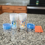 The First Years Bluey Take & Toss Toddler Straw Cups - Spill Proof Toddler Sippy Cups with Snap On Lids and Straws - Bluey Gifts and Bluey Party Supplies - 10 Oz - 10 Count