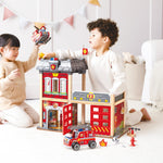 Hape Fire Station Playset| Wooden Dollhouse Kid’s Toy, Stimulates Key Motor Skills and Promotes Team Play