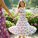PATPAT Tween Dress for Girls Summer Maxi Long Casual Beach Birthday Party Big Girl Cute Dresses Purple Butterfly Size 10-11