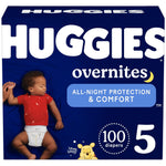Huggies Size 5 Overnites Baby Diapers: Overnight Diapers, Size 5 (27+ lbs), 100 Ct (2 Packs of 50)