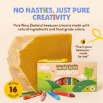 Honeysticks Jumbo Crayons (16 Pack) - Non Toxic Crayons - 100% Pure Beeswax and Food Grade Colors - 16 Bright Colors - Large, Easy to Hold and Use - Preschool Art Supplies for Toddlers/Kids 3-5, 4-8