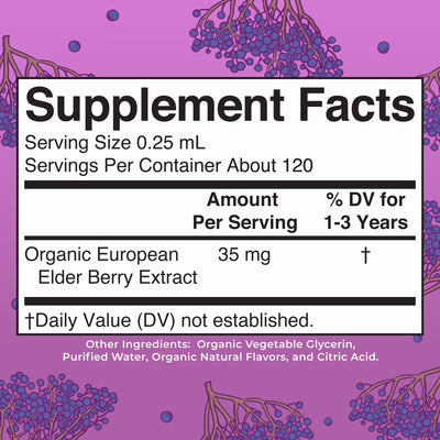 MARYRUTH'S Toddler Elderberry Syrup, USDA Organic Elderberry, Sugar Free Kids Immune Support Supplement for Ages 1-3 Years, Clean Label Project Verified®, Vegan, Non-GMO, Gluten Free, 1 Fl Oz