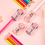 Chinco 4 Pieces Cute Cat Paw Pencil Sharpener Removable Holds Hand Kawaii Eyeliner Pencils Sharpeners with Lid for Make up Lip Liner Pencils