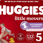 Huggies Size 5 Diapers, Little Movers Baby Diapers, Size 5 (27+ lbs), 132 Count (2 Packs of 66), Packaging May Vary