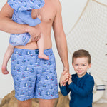 RUGGEDBUTTS Baby/Toddler Boy Swimsuit, One Piece Zipper Rash Guard Sunsuit with UPF 50+ Sun Protection - Crabby Cove, 3-6m
