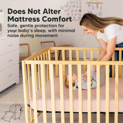 2-Pack Waterproof Crib Mattress Protector Cover Fitted - Quiet Baby Crib Mattress Pad Sheets, 52" x 28" Soft Quilted Cotton Baby Sheet, Machine Washable, Easy Fit, Durable (Cameo/Mavy)