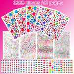 3228pcs Gems Stickers, Self Adhesive Rhinestone Jewel Stickers, Acrylic Gems DIY Craft Decorative Diamond Stickers, Assorted Shapes Jewels Rhinestones Sticker, Gem Sticker Crafts for Kids