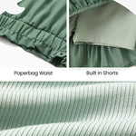 PATPAT Girls Skirt Sets Size 9-10, Green Crop Tank Tops + Pleated Skirts with Built in Shorts 2 Piece Outfits, Tween Girls Trendy Clothes Y2K Outfits Streetwear