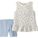 Little Planet by Carter's Girl 2-piece Shorts Set made with Organic Cotton, Spring Floral, 2T