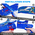 LJZJ 3 Pack Airplane Launcher Toys, 2 Flight Modes LED Foam Glider Catapult Plane, Outdoor Flying Toy for Kids, Birthday Gifts for Boy Girl 3+ Year Old, B-Day Party Supplies