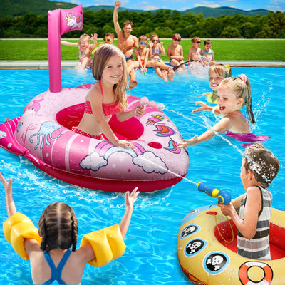 HopeRock Unicorn Pool Floats for Toddlers and Kids, with Water Gun, Pool Toys for 3-8 Years Old Girls, Inflatable Swimming Pool Toys