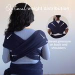 Boba Baby Wrap Carrier – Original Baby Sling Carrier for Newborns (7–35 lbs), Soft, Secure, Hands-Free & Ergonomic, Ideal for Comfortable Bonding, New Parents (Navy Blue)