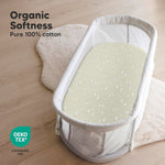 2-Pack Organic Bassinet Sheets for Girls, Boys - 100% Cotton Bassinet Mattress Sheets Compatible with Halo Bassinest Swivel Sleeper, Graco, Baby Delight, Chicco, Fitted Bassinet Sheets (Pine Grove)