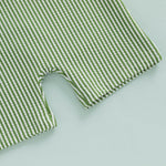 Gueuusu Baby Boys Girls Swimsuit One Piece Striped Zipper Bathing Suit Rash Guard Long Sleeve Seersucker Swimwear Sunsuit (Green, 12-18 Months)