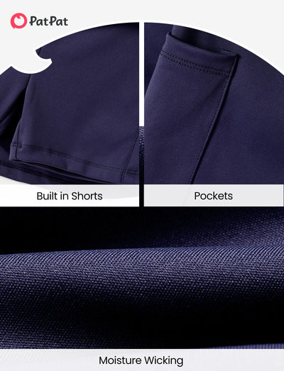 PATPAT Girls Skirt Sets Size 7-8 Years, Navy Blue Crop Tank Tops and Elastic Waisted Skorts 2 Piece Outfits, Girls Workout Outfits, Activewear Athletic Sets Summer Clothes