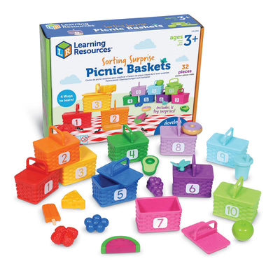 Learning Resources Sorting Surprise Picnic Baskets set with packaging on a white background