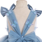 IMEKIS Butterfly Dress for Girls: 2nd 3rd Birthday Outfit Cake Smash Kids Princess Formal Toddler Easter Dress Baby Flower Tutu Tulle Tea Party Graduation Wedding Dusty Blue Butterfly 2-3T