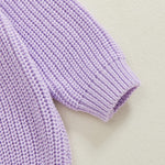 Baby Boy Girl Cute Long Sleeve Duck Embroidery Chunky Knitted Sweater Top Toddler Fall Winter Outfit (Purple Duck, 0-3 Months)