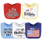 The Peanutshell Baby Boy or Girl Terry Bibs Set of 10-100% Cotton, Soft, Absorbent Baby Bibs, Unisex Toddler Boy or Girl Set, Newborn & Infant - Holiday