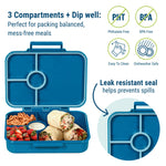 Wildkin Kids Bento Box - 4 Compartments, Airtight, Dishwasher Safe, Meal Prep for Kids - Jurassic Dinosaurs