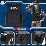 Swat Police Officer Costume for Kids, Police Costume for Kids with SWAT Costume, SWAT Vest, Halloween Costume for Boys, Role Play Kit for Boys Girls