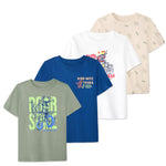 Garanimals Baby & Toddler Boy Dino Tees - Short Sleeve Tees - Kid's Casual Crew Neck - Size 3-6 Months - Dark Green, Light Beige, Navy Blue, White - 4 Pack