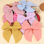 doboi 5.5 Inch 20PCS Baby Girls Fable Hair Accessories: Muslin Gauze Long Tail Hand-Tied Alligator Clips for Toddlers and Kids
