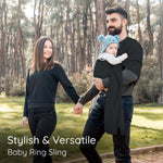 Ring Sling Baby Carrier - USA lab Tested, 100% Natural Cotton Muslin, Breathable & Ergonomic Ring Sling Black