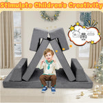 LFCREATOR Kids Play Couch, Modular Convertible Play Couch for Toddler and Baby Playroom/Bedroom, Gift for Kids, Grey