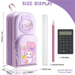Pink Cute Pencil Case for Girls , Large Zippered Pen Pouch Organizer with Aesthetic Design Kids School Supplies canvas Marker Bag Travel Stationery Box back to school gift Gift for girls (purplr)