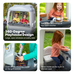 Step2 Adventure Camper Kids Playhouse, Indoor/Outdoor Playset & Kitchenette, Interactive Play with Sounds, Includes 52 Piece Toy Accessories, Made of Durable Plastic, For Toddlers 2+ Years Old