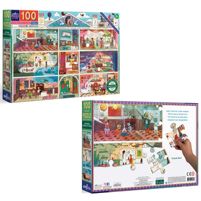 eeBoo 100 Piece Puzzle for Kids - Explorers School of Magic Children's Puzzle Wizard Themed, Large Pieces for Small Hands to Develop Motor Skills