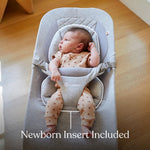 Ergobaby Evolve 3-in-1 Bouncer Seat for Babies and Toddlers 5.5-25lbs - Multi Position Baby Rocker Seat with Adjustable Heights, Secure Harness, Newborn Insert - Oxford Blue