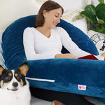 Meiz Pregnancy Pillow, Pregnancy Body Pillow, Pregnancy Pillows for Sleeping, 65" Maternity Body Pillow for Pregnant Women with Velvet Cover, Blue