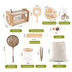 KDSFT Wooden Bug Catcher for Kids, Outdoor Explorer Bug Catching Kit with Butterfly Kit, Bug Habitat & Magnifying Glass, Adventure Set for Backyard & Camping, Outdoor Toys for Toddlers 3+ Years