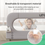 UPGOGO Folding Bed Rail for Toddlers,Baby Bed Rail Guard with Reinforced Anchor Safety System,Fit Bunk,Full Size,Queen,King,Twin(Grey,59"x23.6")