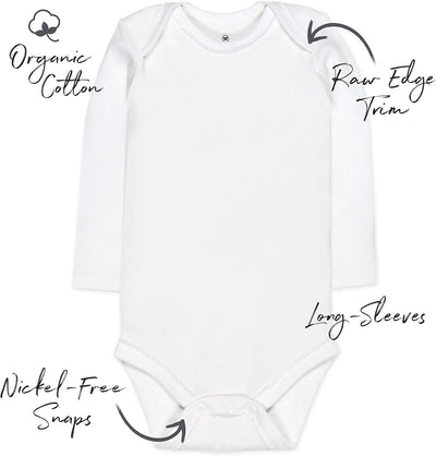HonestBaby baby-boys 5-pack Long Sleeve Bodysuits One-piece 100% Organic Cotton for Infant Baby Boys