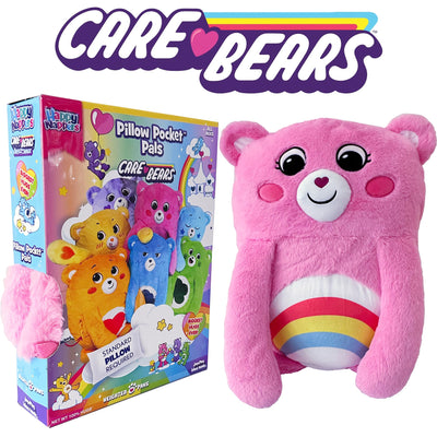 Happy Nappers: Care Bears 26" Pillow Pocket Pal - Cheer Bear - Plush Character Pillow Case, Animal Cover w/Weighted Paws, Soft Huggable Companion, Kids